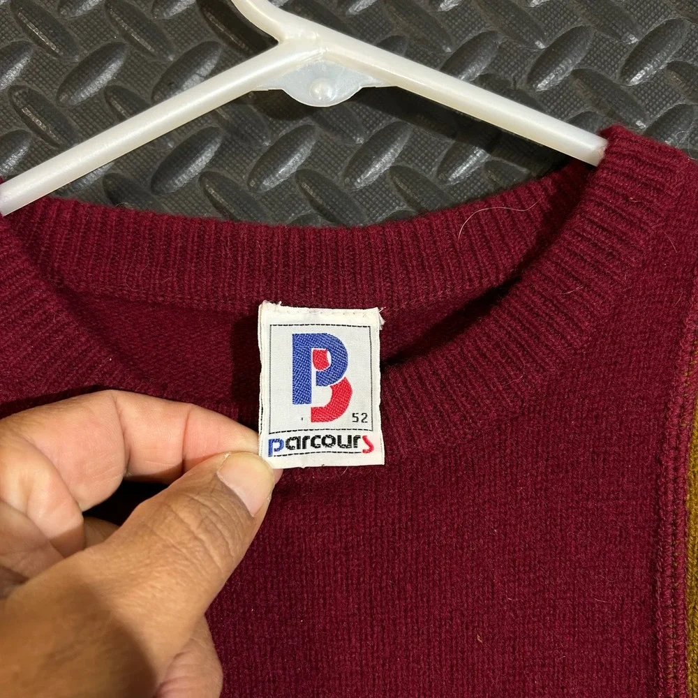 Vintage Parcours 100%‎ Lambswool Colorblock Sweater Men's L Multicolor Geometric